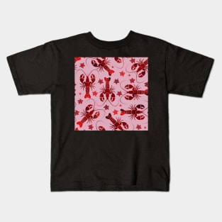 lobster love red on pink Kids T-Shirt